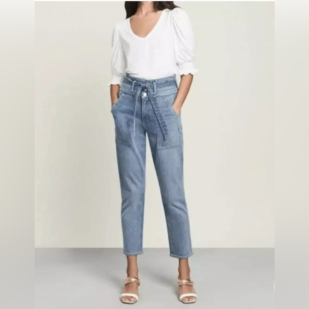 Veronica Beard Logan Belted Straight Jean in Clearwater. Size 27.